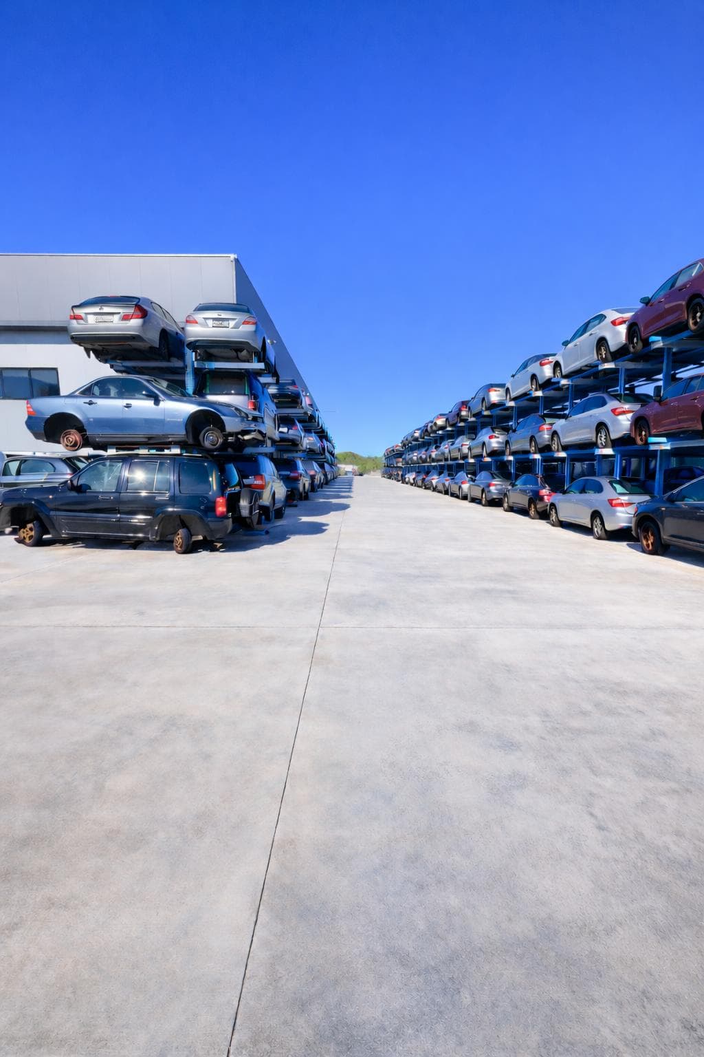 Autosilo con auto su scaffalature multi-livello